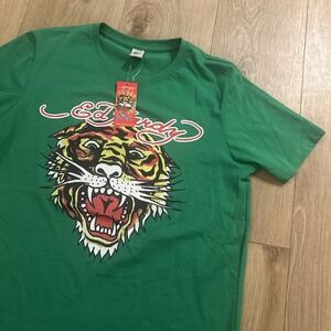 Ed Hardy Boy's Size XL (17-18) Green Short Sleeve Raging Tiger Graphic Tee NEW